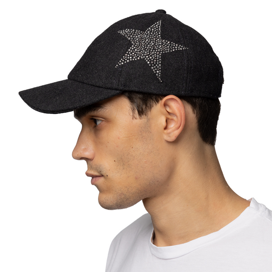 Wool Casquette Cap with Gunmetal Studs Star