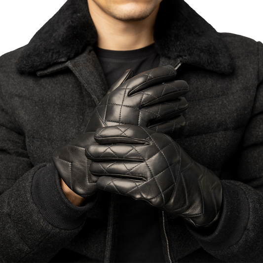 Quilted Diamond Leather Gloves