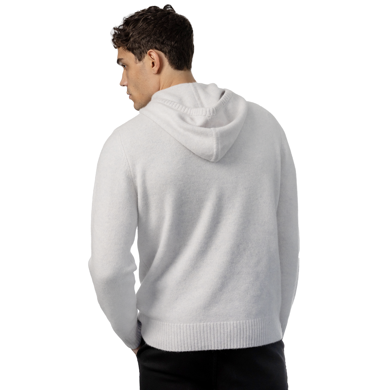 Cashmere Hoodie with Crystal Planet - White