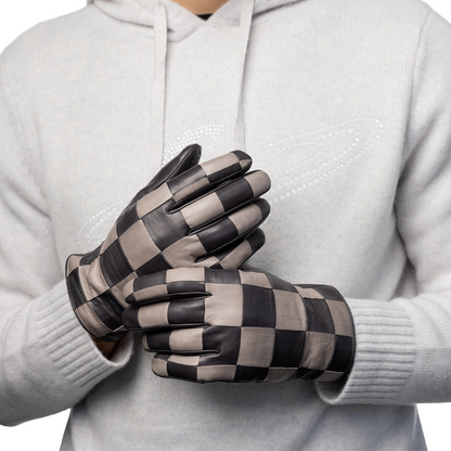 Quilted Checker Leather Gloves